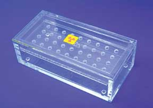 Picture of 36-place Beta Radiation Box with Hinged Lid, 8"x3-7/8"x2-1/4"H