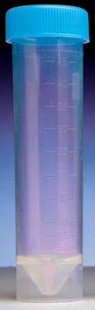 Picture of Non-Sterile, 50ml Tubes with Blue ScrewCaps, Free-Standing Base, 30x120mm, Bulk 500/case