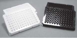 Picture of BLACK - Non-Sterile, 96-well Untreated Polystyrene Flat-Bottom Fluoro-Immuno Solid BLACK Plates for fluorescent assays, No Lids, (9x10/case) 90/case