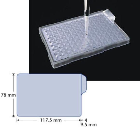 Picture of Non-Sterile, AlumαSeal-96™ AlumÍnum PCR Seàling Fòil with Inset Cut (F-96-100), 100/pack