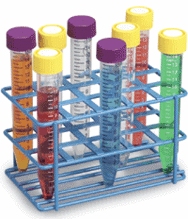 Picture of Blue, 15-place Wire Epoxy Coated Rack (3x5 format) for 15ml-Centrifuge-Tubes (16-20mm Tubes)