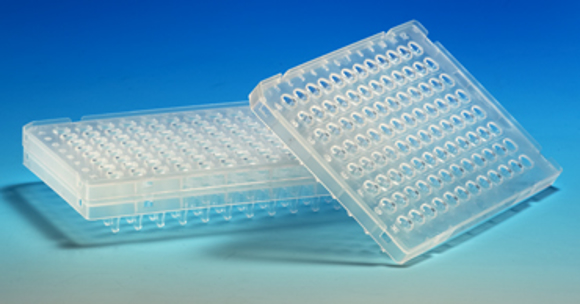 Picture of FAST PCR 96-well Plates, Natural Low Profile, Semi-Skirted (Notch: A1), 25/pack