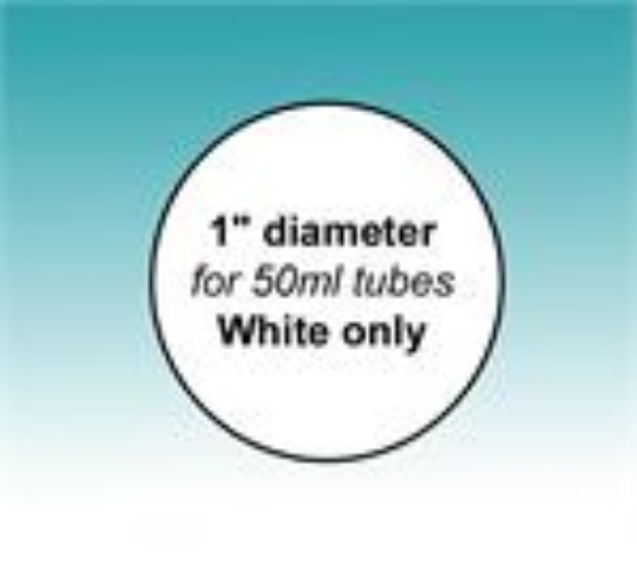 Picture of White, Tough·Spots on Roll, 1" (25mm) Round, for 50ml Tubes, 500/roll