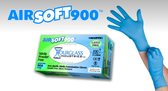 Picture of (100/Box) AirSoft900™ 3.5mil Powder-Free Soft Nitrile Exam Gloves, SoftFit (HourGlass)