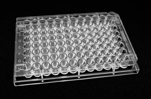 Picture of UVT Acrylic 96-well Plates -  Ultra-Violet Transmittable, Made from Clear Acrylic (methacrylate, to 280nm), Flat Bottom, No Lids, Non-Sterile, (10x10/case) 100/case