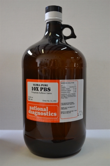 Picture of National Diagnostics - PBS (10X) Phosphate Buffered Saline, 4 liter bottle