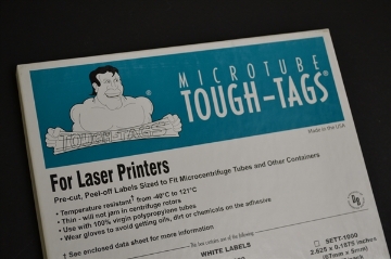 Picture of (LTTM-1000) 0.2ml PCR Tube - Teeny Tough-Tags, on Laser Sheets, 0.91"x0.32" (23mm x 8mm), 3850/pack