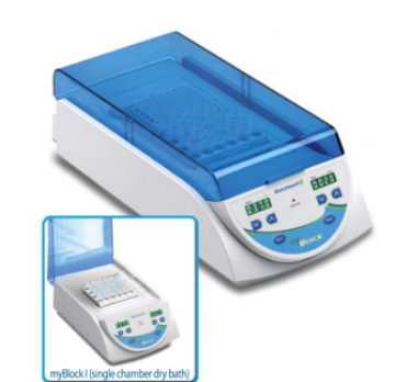 Picture of myBlock l™- digital dry bath with 1 Quick-Flip blocks (BSWCMB) for tubes (0.2 to 2.0ml, Strips and Plates for PCR, 115V