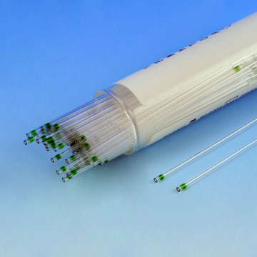 Picture of Plastic Micro-Hematocrit Capillary Tubes, 45uL, Ammonium Heparinized, Green Tip, 1000/pack