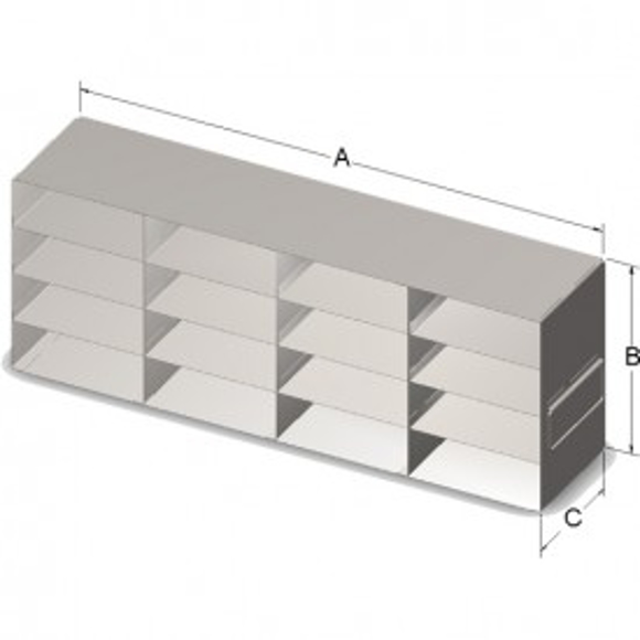 Picture of UHT-44L, 16-place Stainless Steel Rack for 100-place Hinged Boxes