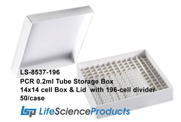 Picture of 196-cell, 0.2ml PCR Tube FiberBoard Freezer Boxes with Lids, 50/case