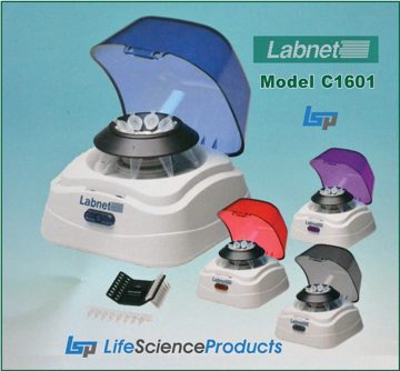 Picture of Labnet™ C1601 Mini Centrifuge, Includes 8-Place MicroTube & 4x8 Place PCR Strip Rotors, 6,000rpm