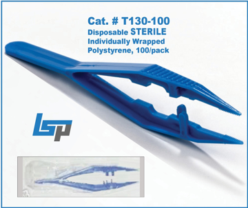 Picture of Sterile Disposable, Forceps / Tweezers, 130mm Length, Dark Blue ABS plastic, 100/pack-Individually Wrapped