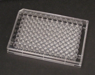 Picture of 96 Well Non-Treated Plαte, Flat Bottom, with Lid, Sterile, 5/sleeve, 100/Case