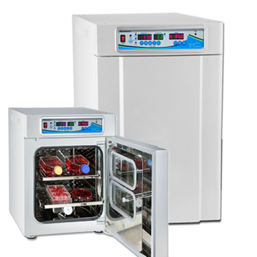 Picture of Benchmark ST-45 PLUS CO2 Incubator, 45 Liter, 115V with two shelves. Includes: High heat decontamination, humidity control and split inner door with 2 compartments