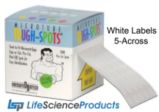 Picture of 5-Across, White Tough·Spots™ on Roll, 3/8" (9.5mm) Round, 5000/roll