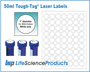 Picture of 1" (25mm) diameter, Tough-Tags LASER Sheets for 50ml Tubes, 1260/pack