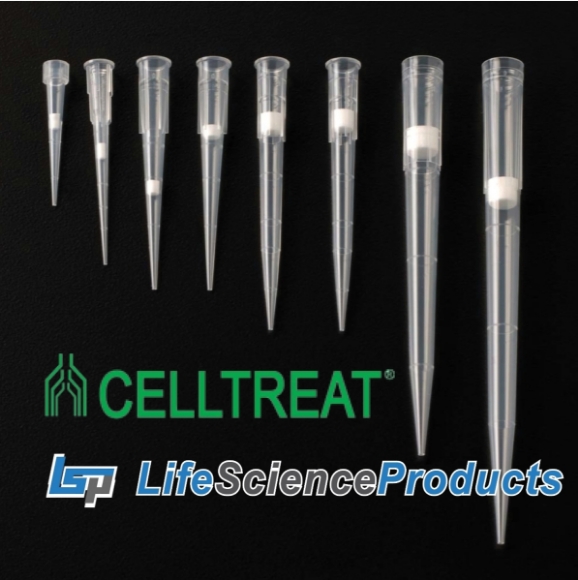 Picture of Buy 3, Get 1 FREE - CELLTREAT Sterile FILTERED Universal Fitting Pipet Tips, Low Retention (All Sizes are listed)