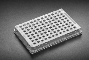 Picture of 100/pack Natural, Amplate™ 96-well LOW PROFILE, 0.1ml/well, Skirted Plates for PCR (Notch: H1)