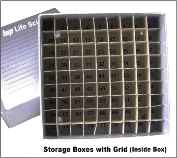 Picture of 2" H White Freezér Storagé Boxés 100-cell, Grid Inside Box, 96/case