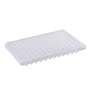 Picture of 96-well BioRad® Plαtes for PCR, Natural 0.1ml Low-Profile, Semi-Skirted, Flat Top, Notch: A1, (5x10/slv), 50/pack