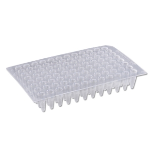 Picture of 96-well ABI & BioRad Plαtes for PCR, Natural 0.2ml Standard, Non-Skirted, Flat-Top, Notch: A12, (5x10/slv), 50/pack