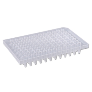 Picture of 96-well BioRad® Plαtes for PCR, Natural 0.2ml Standard, Semi-Skirted, Flat-Top, Notch: A12, (5x10/slv), 50/pack