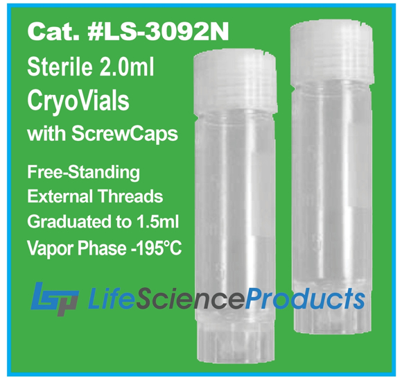 Picture of LifeLINE™ - Sterile 2.0ml Cryo Vials with ScrewCaps, Free-Standing, (20x25/case) 500/case