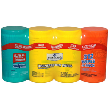 Picture of Disinfecting Wipes, 4 Canisters per Pack, 78 wipes/canister, (312 wipes/pack)