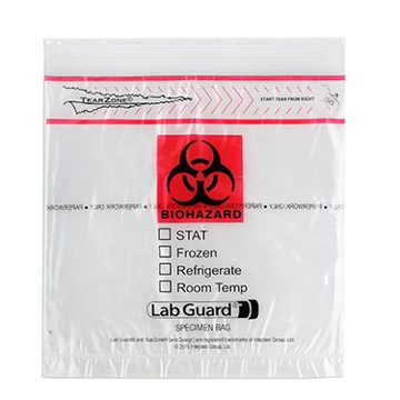 Picture of 8" x 8" Lab Specimen Transport Bags,  Zip Closure w/ Pouch, Flap, 1000/case