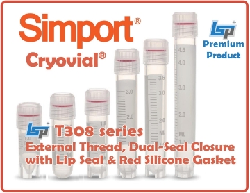 Picture of Simport® T308-Series - Sterile CryoVial® Cryogenic Vials, External Thread ScrewCaps, with Lip Seal & Silicone Gasket (Washer) Seal