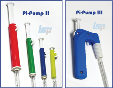 Picture of Pi-Pumps, 0.2ml, 2ml , 5ml, and 25ml sizes, for drawing up liquid into pipèts