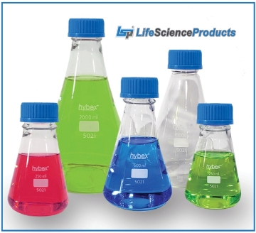 Picture of FLASKS - HYBEX™ Glass Erlenmeyer Flasks with GL45 ScrewCaps