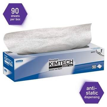 Picture of Kimtech Science™ Kimwipes™ Delicate Task Wipes, 14.7"x16.6" (AKA 15"x17"), 90/box, 15 boxes/case (1350 wipes)