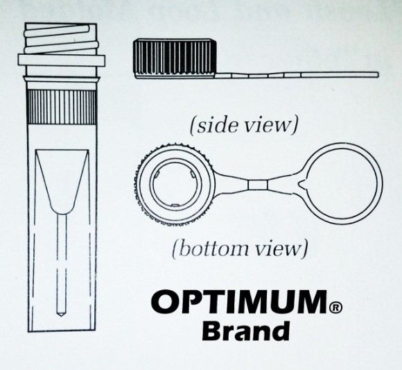 Picture of Sterile OPTIMUM® - Skirted 0.5ml Microcentrifuge-Tubes, with attached Tethered (Loop) Screw-cap with O-Ring, (10x50/pack), 500/pack