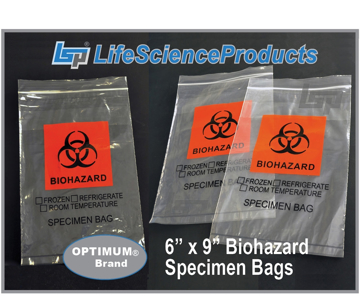 Picture of 6" x 9" Biohazard Specimen Transport Bags, CHOOSE:  with Pouch or Pouch/Pad, 10x100/case (1000 bags)