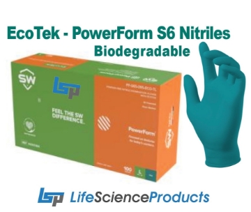 Picture of EcoTek PowerForm, 5.0mil Biodegradable Powder-Free Exam Nitrile Gloves, 10x100/case, 1000/case 