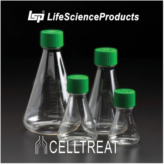 Picture of CellTreat, ScrewCap Erlenmeyer Flasks - 125ml, 250ml, 500ml, 1000ml; PETG Or PC; Solid Or Vent Caps