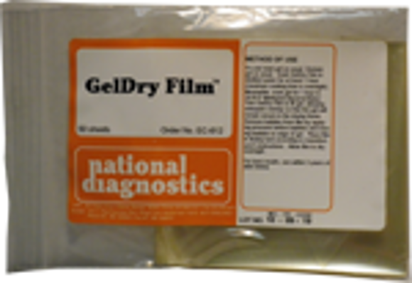 Picture of GelDry Film, for Drying PAGE gels, 11x12cm cellophane sheets, 50/pack