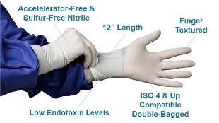 Picture of MEDIUM, HandPRO 9300, ISO 4 ULTRA Class 10 Nitrile Cleanroom Glove, 12" Length, 10x100/bag, 1000/case