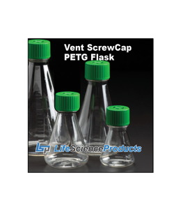 Picture of 125mL Erlenmeyer Flask, Vent Cap, Plain Bottom, PETG, Sterile, 1/Bag 12/Case