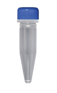 Picture of Sterile 1000/pk, 1.5ml Screw-Cap Tubes, with BLUE Attached Screw-Cap. Conical Bottom, Non-Graduated, No Writing Area, (10 bags of100) 1000/pack