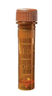 Picture of Sterile 1000/pk, 2.0ml Screw-Cap Tubes, with AMBER Attached Screw-Cap, Free-Standing, Graduated, No Writing Area, (10 bags of100) 1000/pack