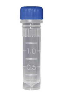 Picture of Sterile 1000/pk, 2.0ml Screw-Cap Tubes, with BLUE Attached Screw-Cap, Free-Standing, Graduated, No Writing Area, (10 bags of100) 1000/pack