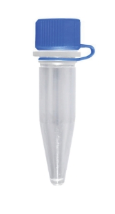 Picture of Sterile 1000/pk, 1.5ml Screw-Cap Tubes, BLUE Attached Looped Screw-Cap. Conical Bottom, Non-Graduated, No Writing Area, (10 bags of100) 1000/pack