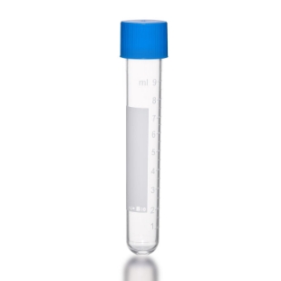 Picture of Sterile ScrewCap Culture/Transport, 16 × 100mm (12ml) Round Bottom Tubes with screw cap, Graduated, Sterile 100/bag, 10 bags/case, 1000/case