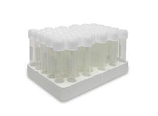 Picture of DuoClick, Sterile 14mL (17 x 100mm) Polypropylene, with 2-position screw-cap, graduations, 10 foam racks of 50 tubes, 500/case