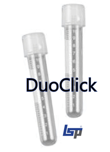 Picture of DuoClick, Sterile 14mL (17 x 100mm) Polypropylene, with 2-position screw-cap, graduations, 20 bags of 25 tubes, 500/case