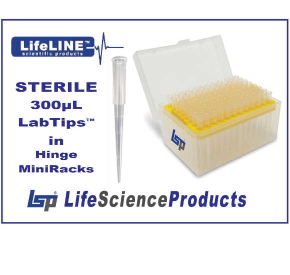 Picture of STERILE Hinge MiniRacks - LifeLINE LabTips™ 300µl capacity, 10x96/pack (960/pack)