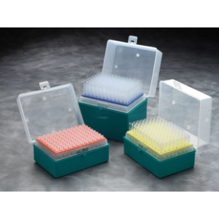 Picture of CASE Quantity - Non-Sterile,  20µL LTS Pipet-Tips in Hinged Racks, 96/rack, 10 racks/pack (960), 10 packs/case (9,600)